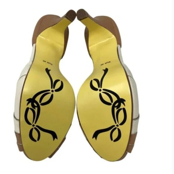 Poetic License Feel The Rhythm Cream and Tan Leather Peep Toe Pump - Size 9 - Picture 4 of 6